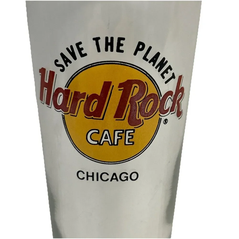 HARD ROCK CAFE Chicago SAVE THE PLANET PILSNER TALL BEER GLASS‎